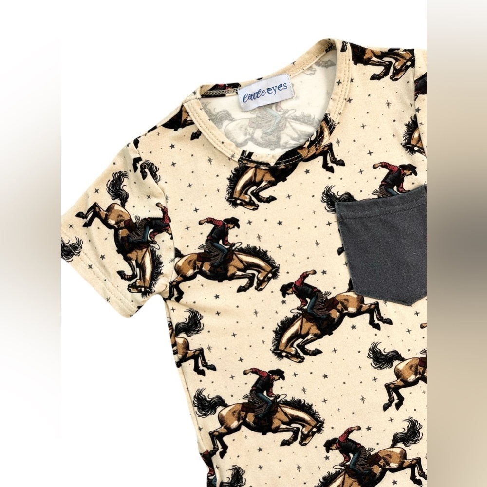 🇨🇦 Little Eyes Kids Bamboo Clothing T-Shirt Shorts Western Kids Outfit Set - Picture 4 of 5